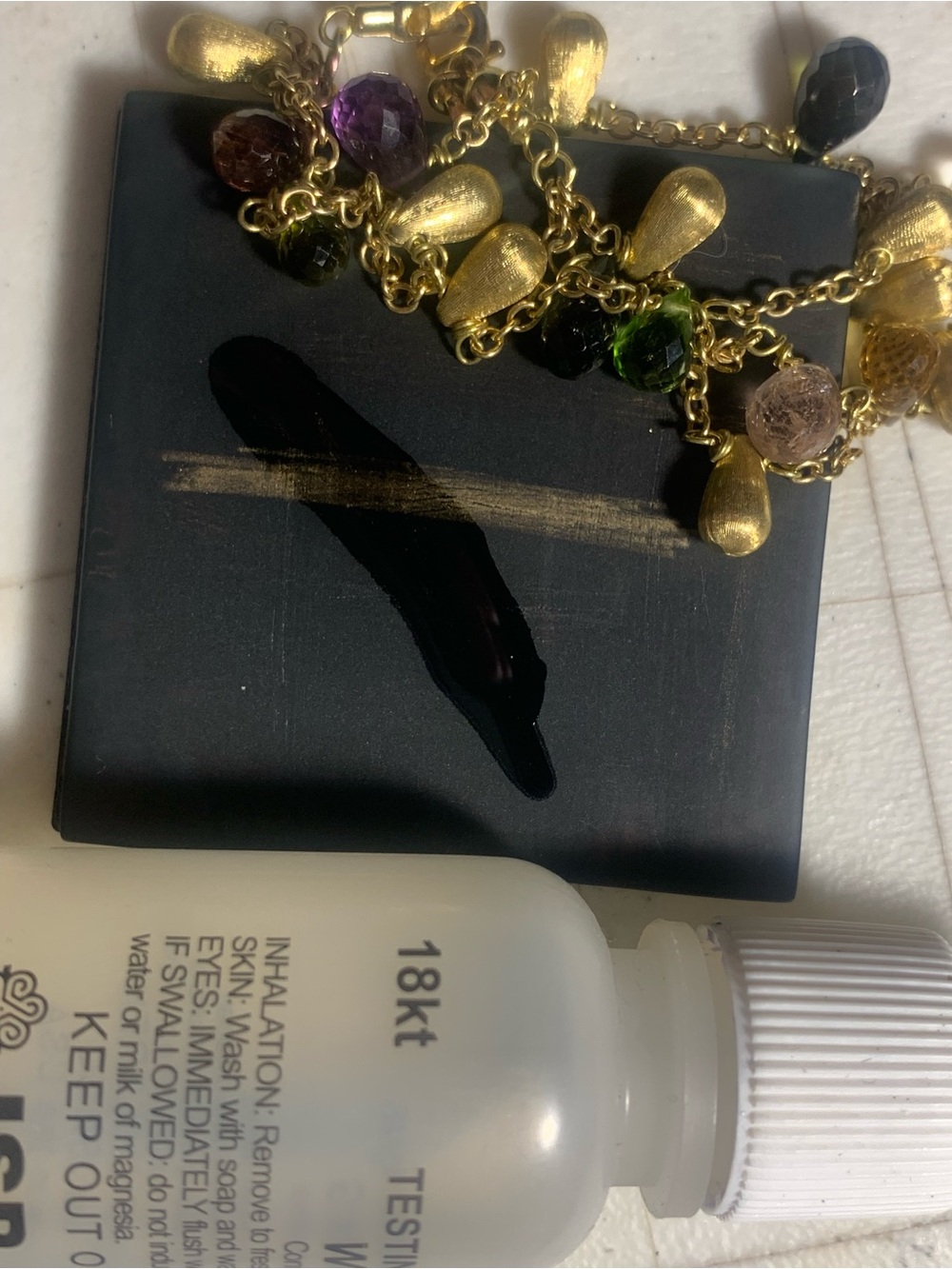 18k 750 Gold Multi Gem Teardrop Bracelet - Women Jewelry! Stunning ๐ฉท - Picture 11 of 16